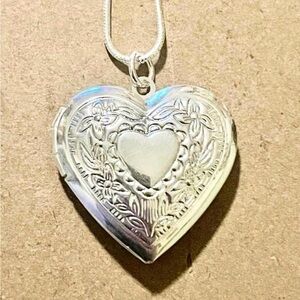 Elegant Silver Plated Heart Locket Necklace